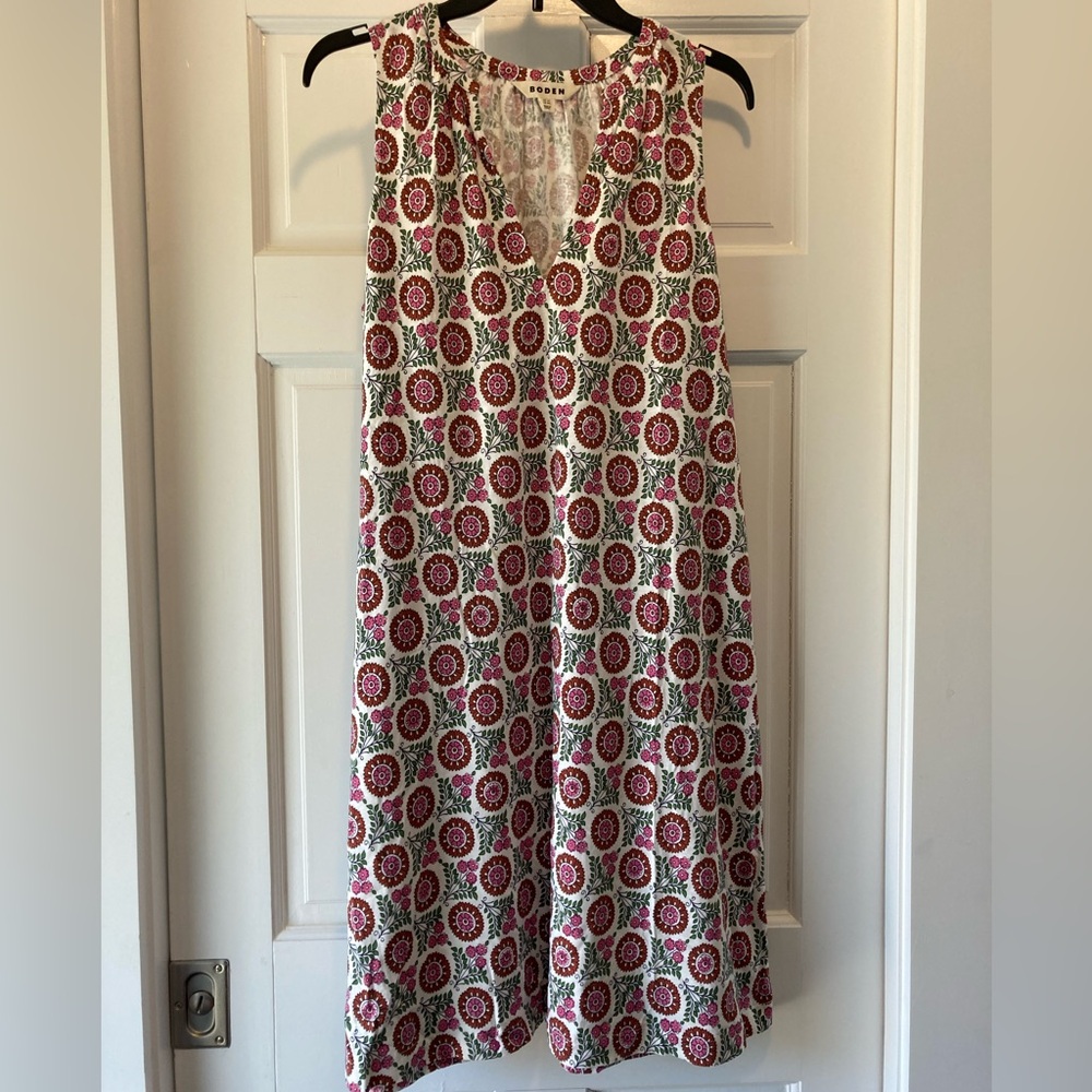 Boden Sleeveless Dress, Gin Fizz Sunflower Sprig, 14L